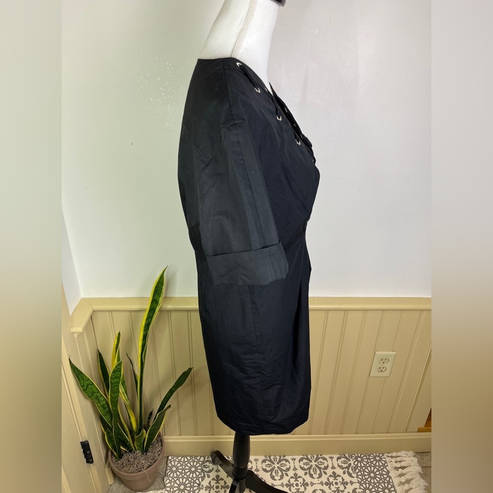 NWT Sandro Clara Lace-Up Black Mini Dress Linen FR 40 US 8 Gothic Academia LBD - Picture 10 of 14